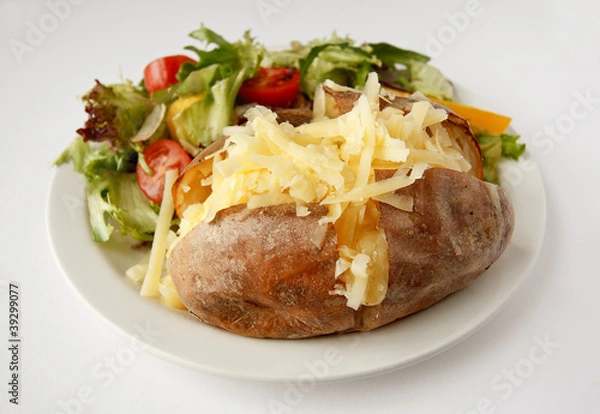 Obraz Cheese Jacket Potato with side salad
