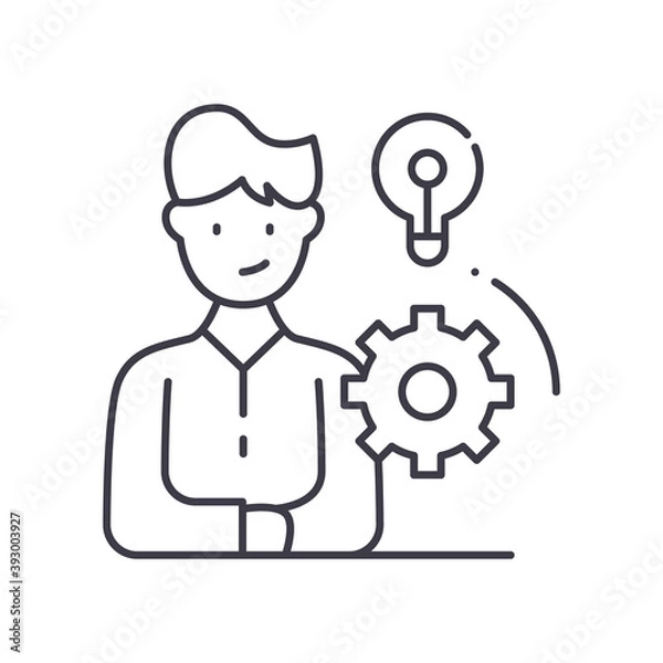 Fototapeta Teamwork skill icon, linear isolated illustration, thin line vector, web design sign, outline concept symbol with editable stroke on white background.