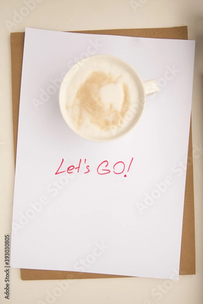 Fototapeta Morning motivation. A cup of coffee and go on business. Start of the working day, week