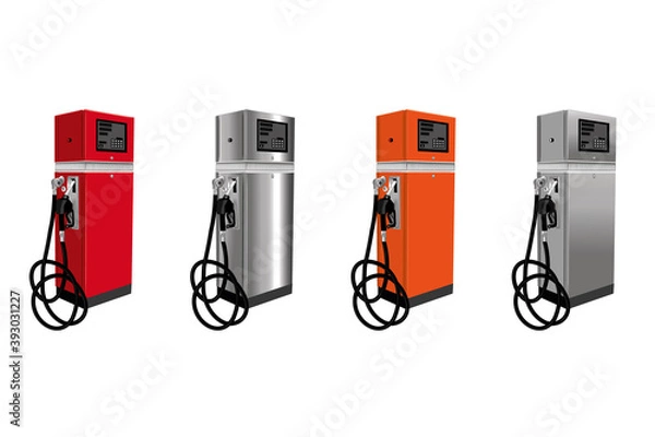 Fototapeta several models of the fuel dispenser in different colors