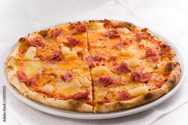 Obraz Pzza with ham and pineapple