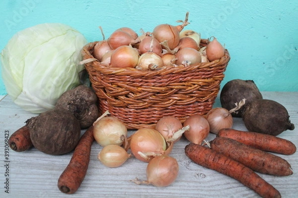 Fototapeta vegetables on the table for borch