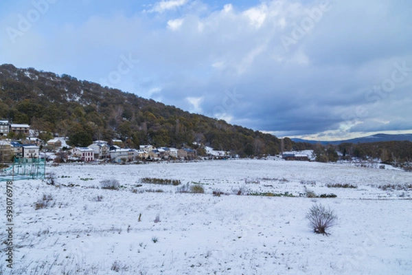 Fototapeta village covered with snow