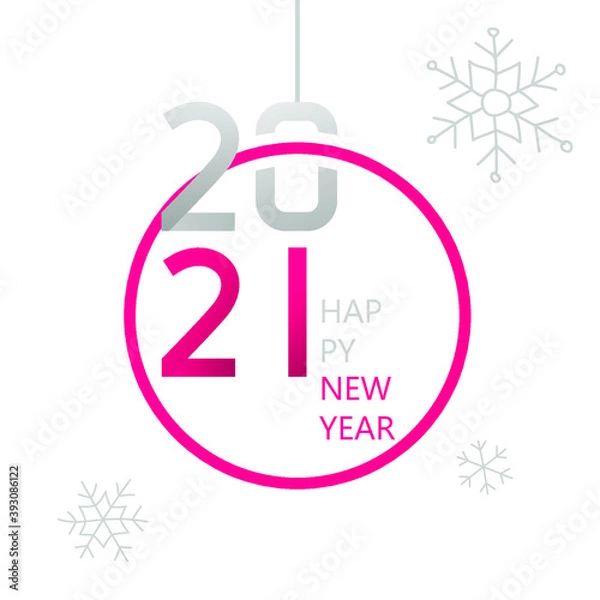 Fototapeta Vector Christmas card.Simple style. Happy New Year 2021.