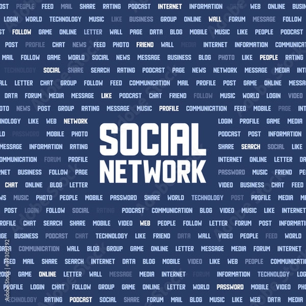 Fototapeta Background with social network keywords. Vector illustration.