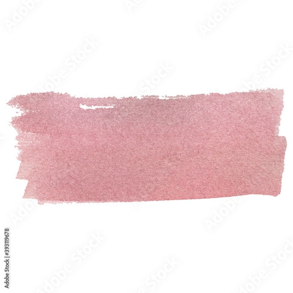 Fototapeta Simple Watercolor brushstroke in a red-brown cold shade isolated on white. Abstract design element. Texture paper. Hand drawn illustration. For background, poster, banner, collage,  card, invitation. 