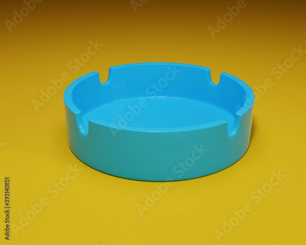 Fototapeta Empty blue ceramic ashtray