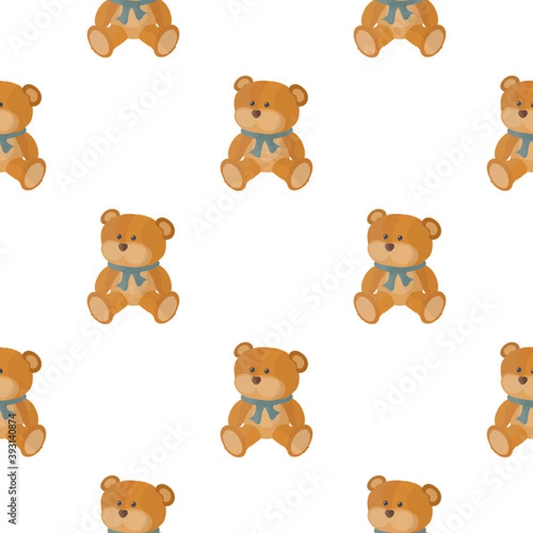 Fototapeta Seamless background with a teddy bear. Suitable for backgrounds, cards and wrapping paper. Vector.