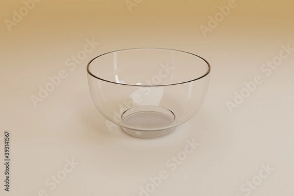 Fototapeta Empty glass bowl; 3d rendering
