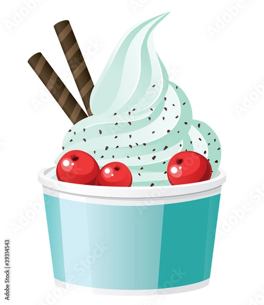 Fototapeta Frozen yogurt with cranberries