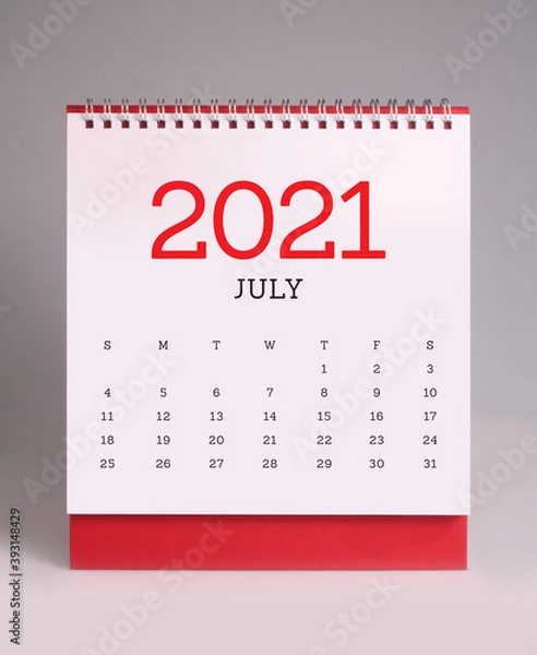 Fototapeta Simple desk calendar 2021 - July
