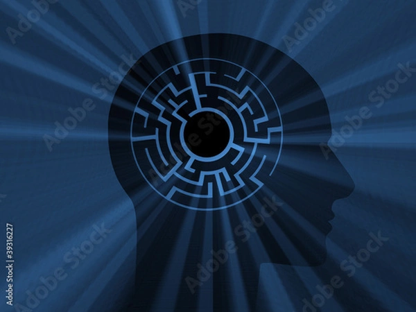 Fototapeta Head with labyrinth. 3D image