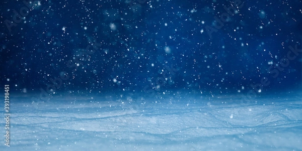 Obraz Winter night landscape with falling snow