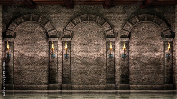 Obraz Kamienny mur z łukami