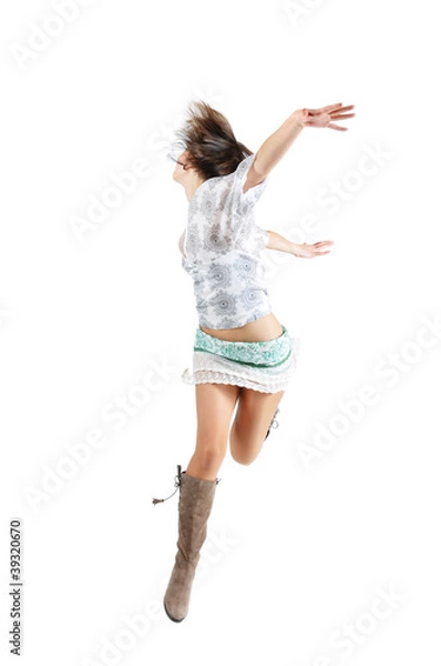 Obraz Happy woman jumping