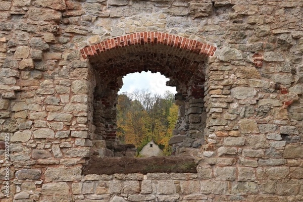 Obraz Very old ruins of Koknese Castle in the territory of Latvia on the banks of the river October 23 2020