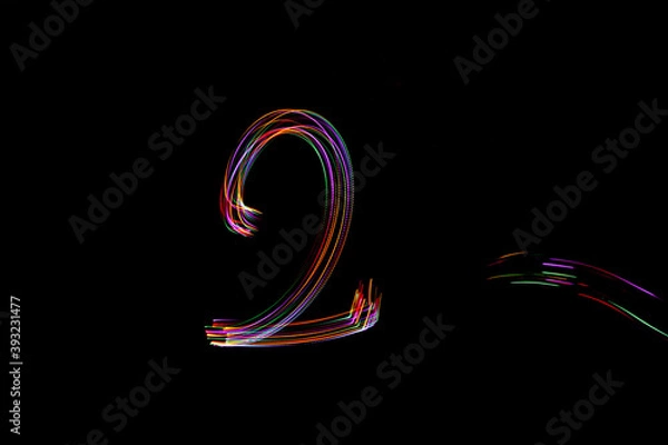 Fototapeta Light painting of number two