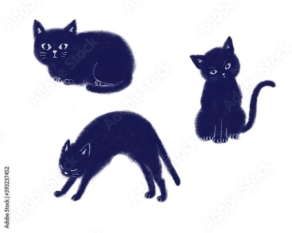 Fototapeta クレヨン　ねこ　のび　座る