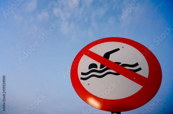 Obraz no smimming sign on the lake