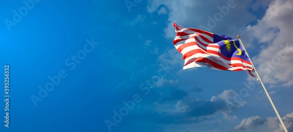 Fototapeta Malaysia national flag with blank text space on wide background.