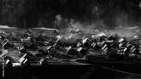 Fototapeta 中国新疆阿勒泰喀纳斯禾木村