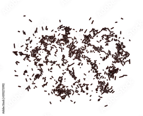 Obraz chocolate sprinkles isolated on white background, top view