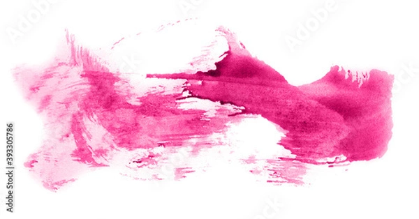 Fototapeta Abstract watercolor background hand-drawn on paper. Volumetric smoke elements. Pink color. For design, web, card, text, decoration, surfaces.