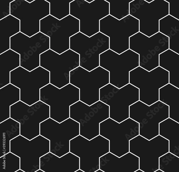 Fototapeta Paving stone seamless pattern in black and white. Tessellating Y tiles