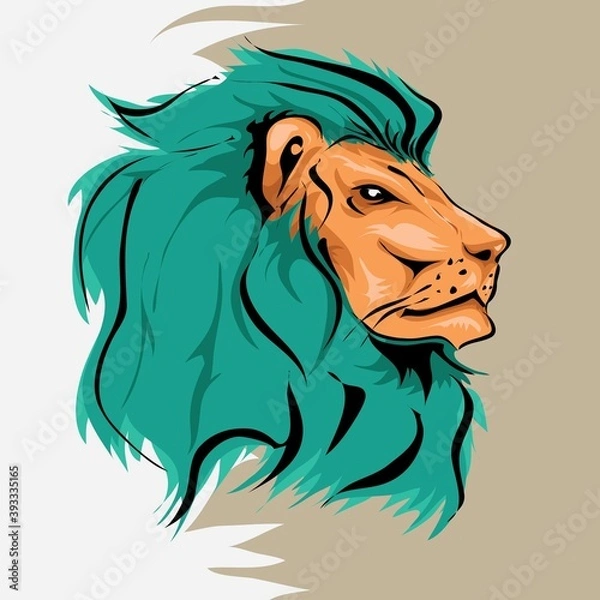Fototapeta Illustration logo vector of lion abtract style