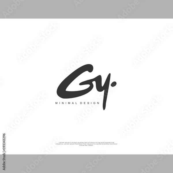 Fototapeta GY Initial handwriting or handwritten logo for identity. Logo with signature and hand drawn style.