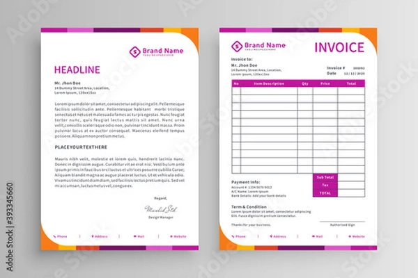 Fototapeta Invoice and letterhead template
