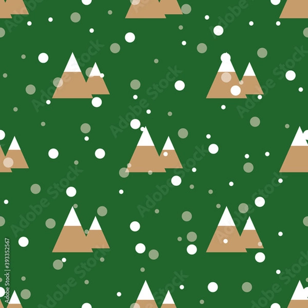 Fototapeta Vector christmas snowy mountains repeat pattern backcground