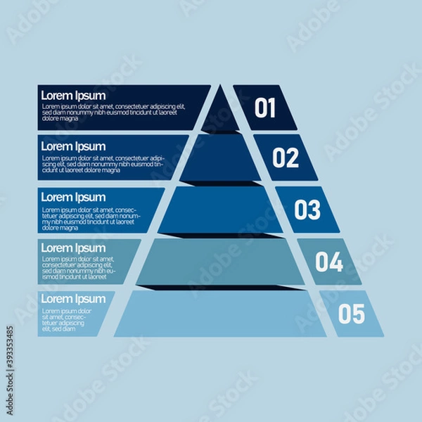 Fototapeta Pyramid Infographic, funnel pyramid business infographic with 4 charts. Template can be edited, recolored, editable. EPS Vector