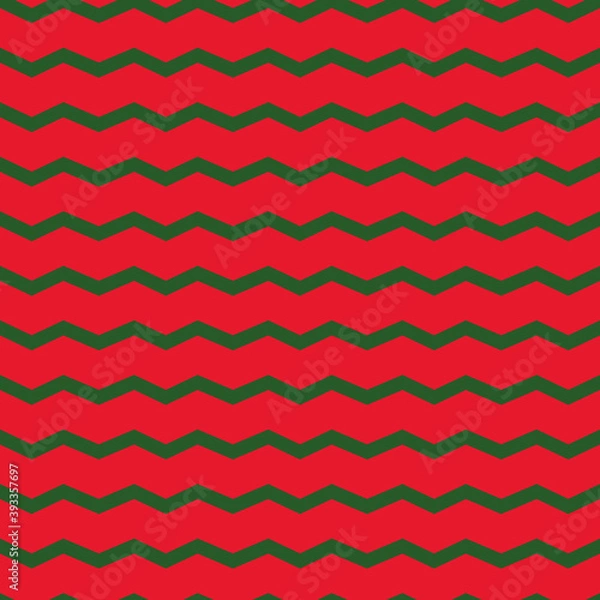 Fototapeta Vector red and green zigzag christmas repeat pattern backcground