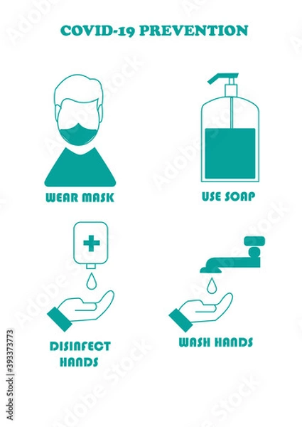 Obraz covid-19 protection, use a mask, wash your hands and others