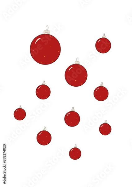 Obraz christmas, balls for a tree in red color