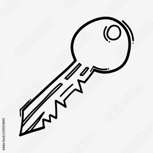 Obraz key doodle vector icon. Drawing sketch illustration hand drawn line eps10
