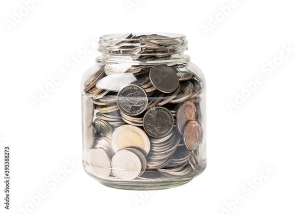 Obraz Save money coins in grass jar, Business finance investment concept.