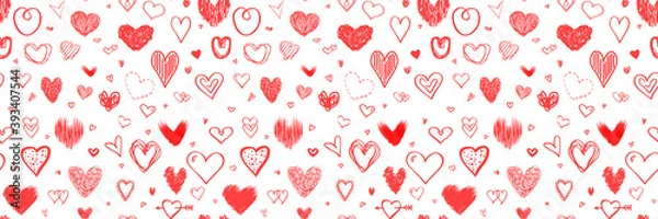 Fototapeta Holiday background with abstract hearts. Seamless light pattern. Valentine's day