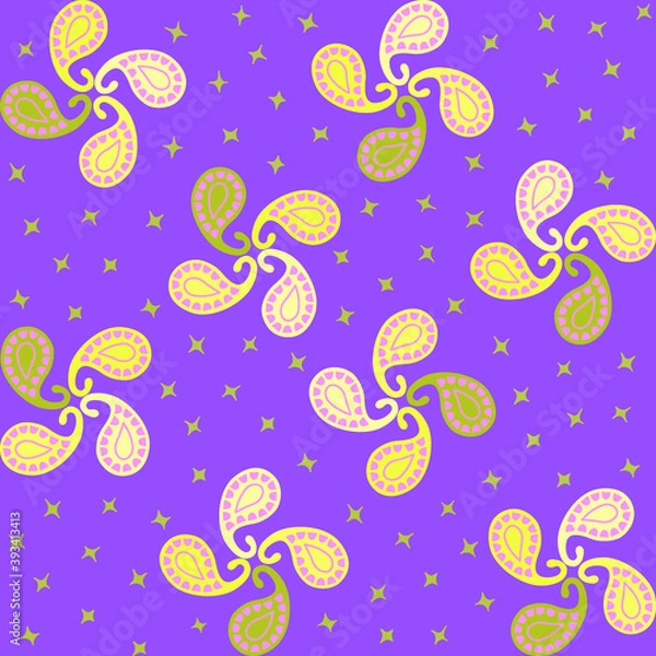 Obraz Purple paisley flower repeat pattern and seamless vector