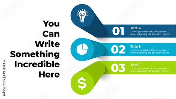 Fototapeta 3D Vector Perspective Infographic. Presentation slide template. 3 step options. Chart concept. 