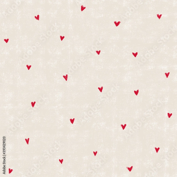 Obraz Little red hand drawn hearts pattern on beige background