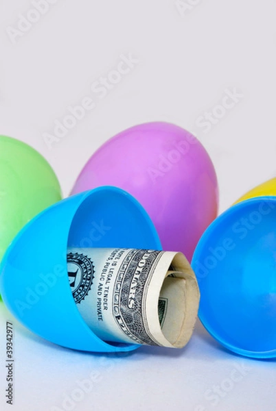Fototapeta Easter Eggs with Cash Inside