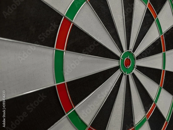 Obraz Dart board with white, green and red fields. New plastic target.
