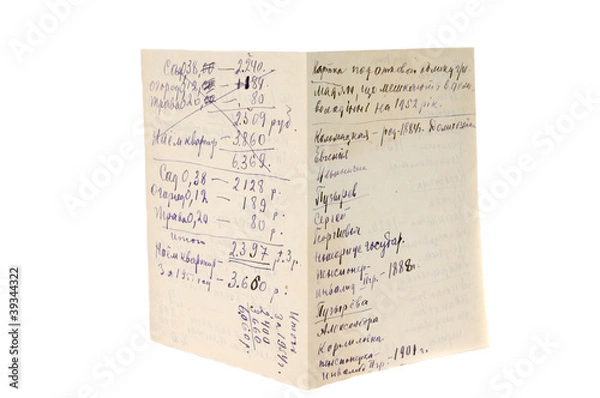 Fototapeta isolated old document