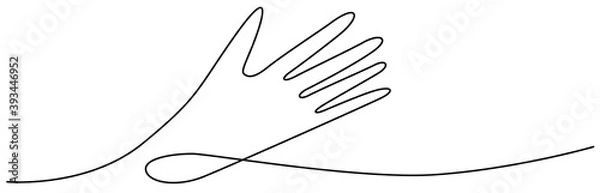 Obraz Waving hand one Continuous line drawing. Edited Vector illustration 