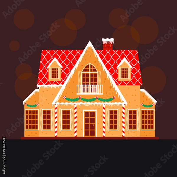Obraz Gingerbread house on brown background