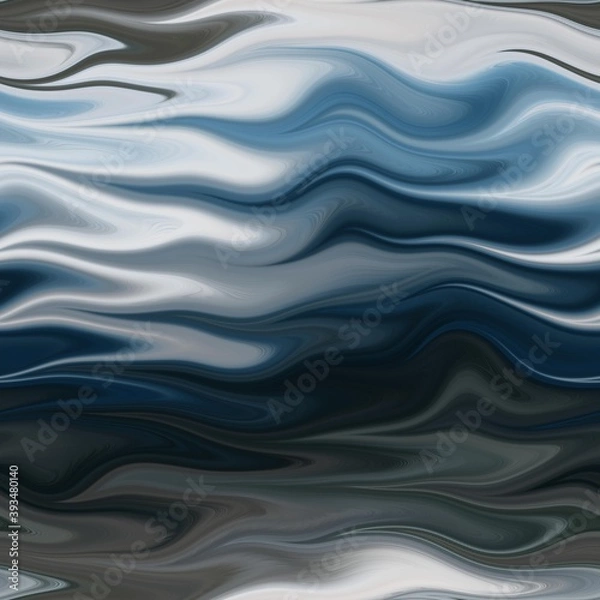 Fototapeta Seamless marble wet ripple wavy fluid pattern. High quality illustration. Smooth distorted liquid effect. Trendy artistic surface pattern design. Resembles hand marbled surface.