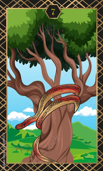 Fototapeta a snake coiled around a tree
