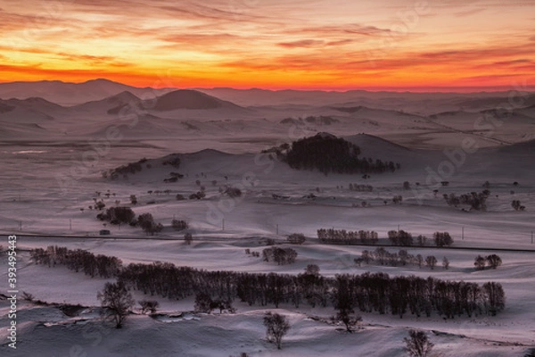Fototapeta 中国内蒙古乌兰布统草原冬季风光